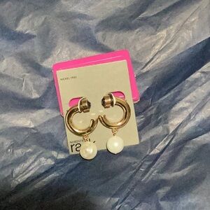 Gold and White Pearl Drop Earrings